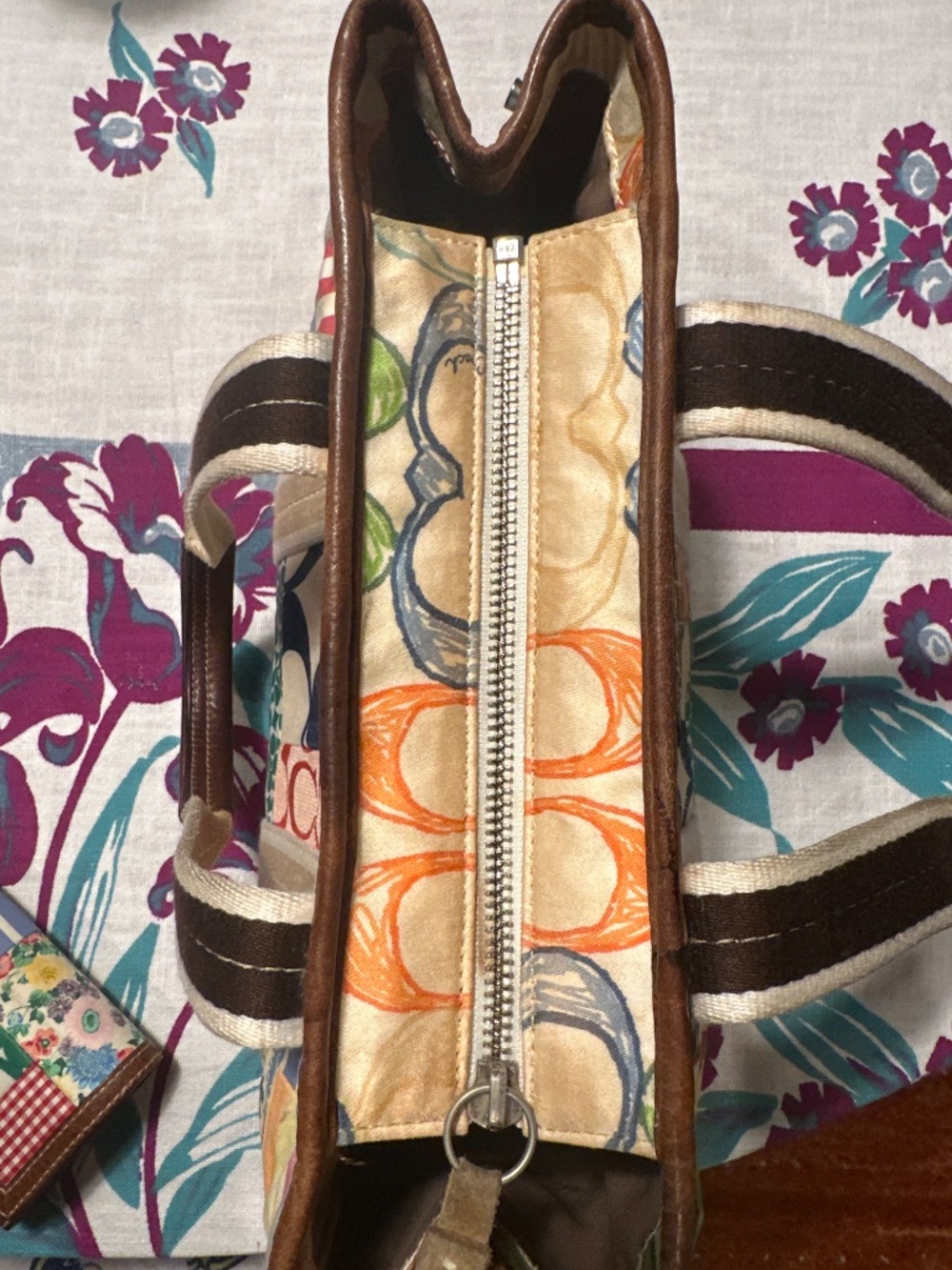 Coach Patchwork Canvas Tote and Wallet - Multicolor with Brown Trim - Picture 6 of 9